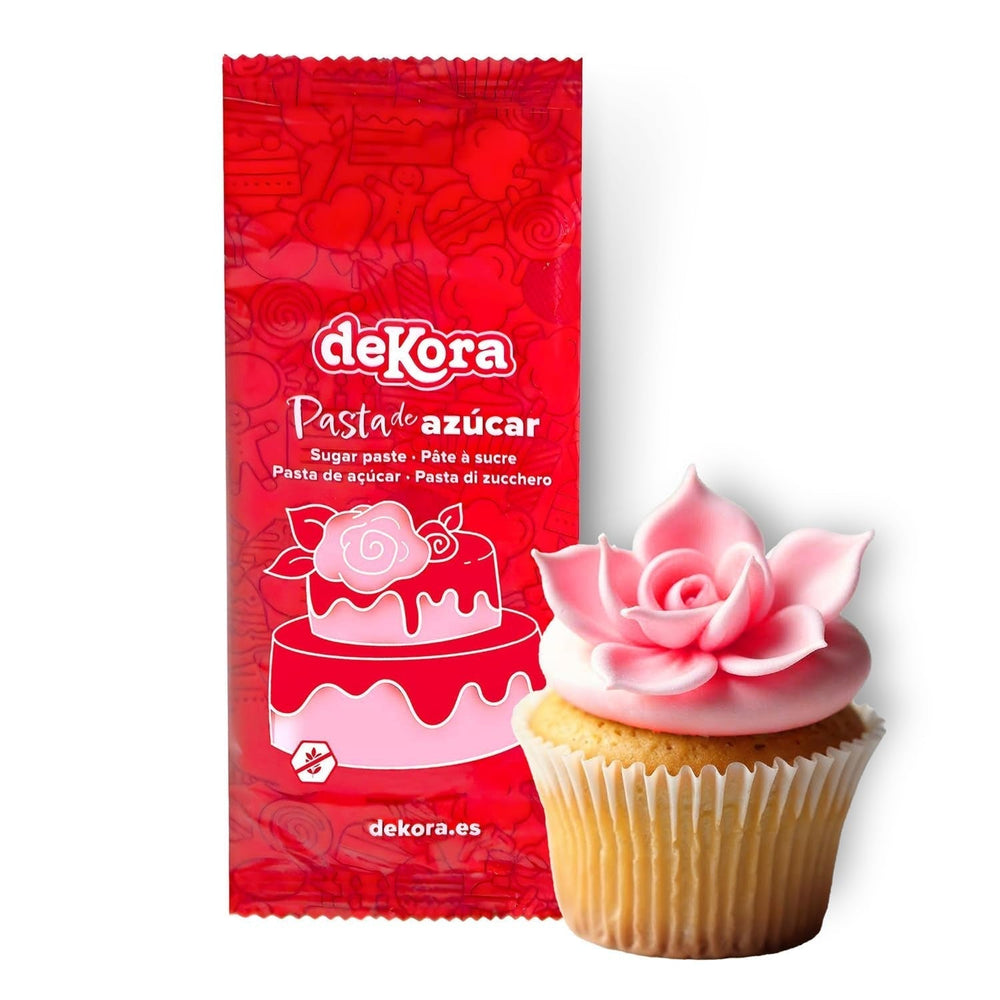 Dekora - Fondant en pâte à sucre blanche 150g - Parfait pour les gâteaux et décorations de pâtisserie - Sans gluten ni lactose - Goût vanille - Doux, flexible et facile à façonner pour des décorations créatives Naty Shop Pâte à Sucre Rose