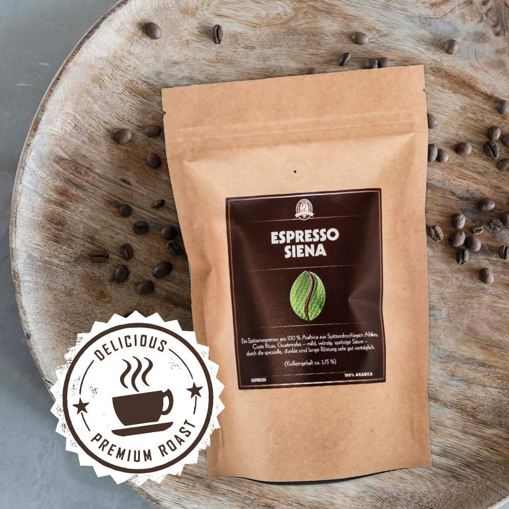 Henry's Espresso Siena 500g - Würziger Körper - Dunkle Röstung - erlesene Qualität - Handwerklich in Deutschland geröstet - Kaffeebohnen direkt vom Bauern