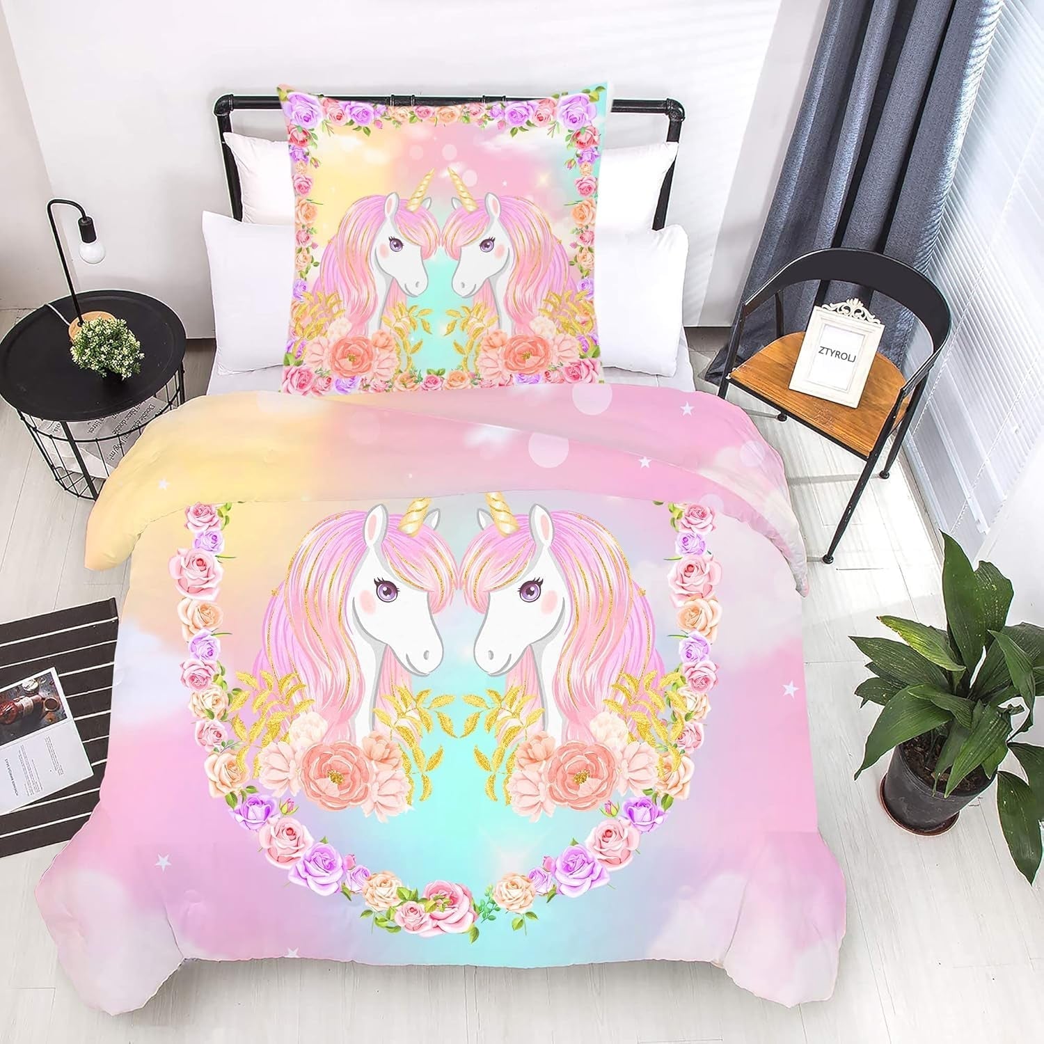 Linge de lit enfant, différentes tailles et divers personnages animés Linge de lit - enfant Naty Shop Licorne (modèle 1) 135X200Cm+80X80Cm