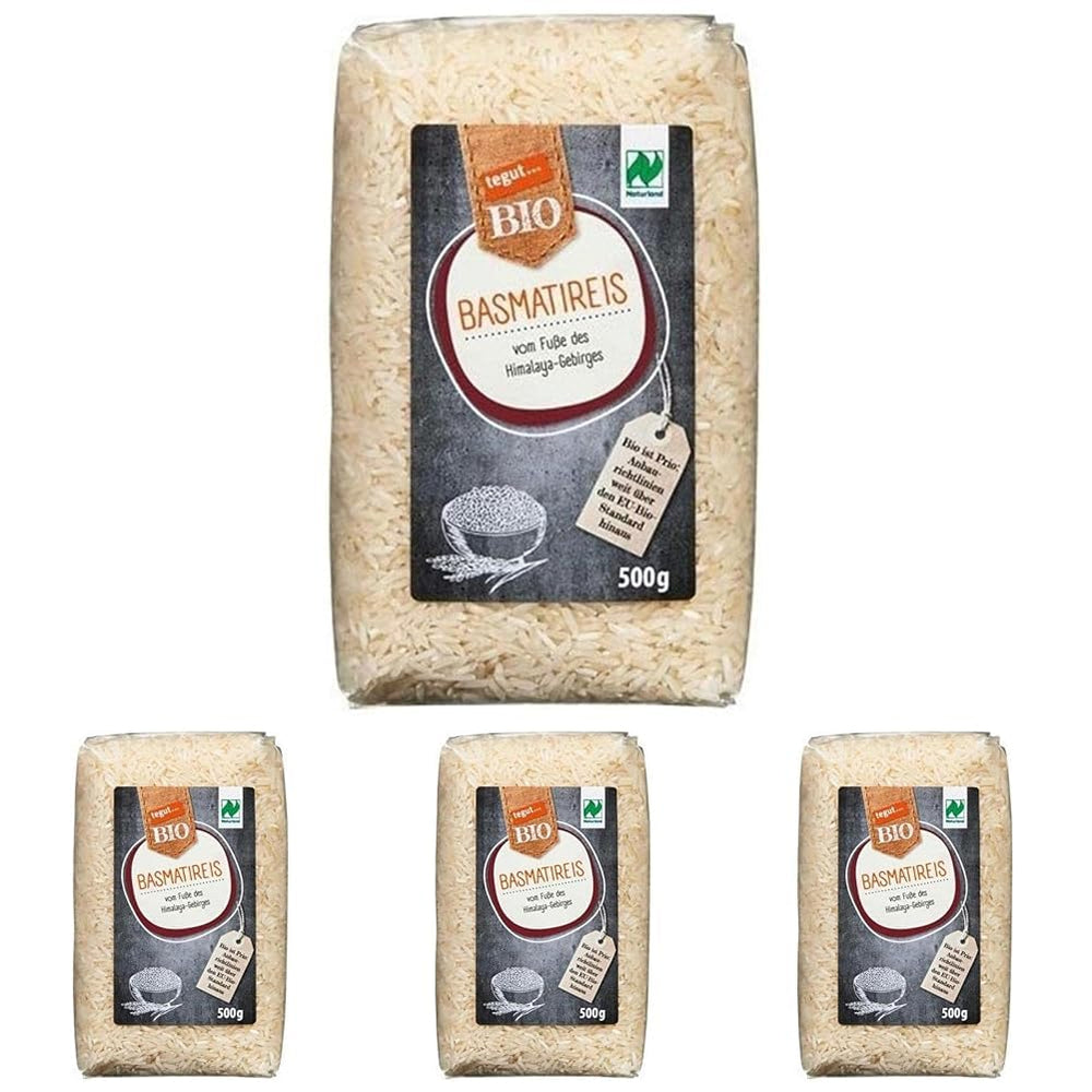 tegut... Riz basmati biologique, 500 g (paquet de 4)