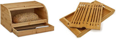 Corbeille à pain roulante Relaxdays avec tiroir, bambou, HxLxP : 21 x 40,5 x 28 cm, planche à découper en bois, naturel & bambou env. 3 x 37 x 21,5 cm Planche à découper avec bac à miettes pour un nettoyage facile Boîtes de conservation des aliments naturels Naty Shop Paquet de planche à découper à pain 3 x 37 x 21,5 cm