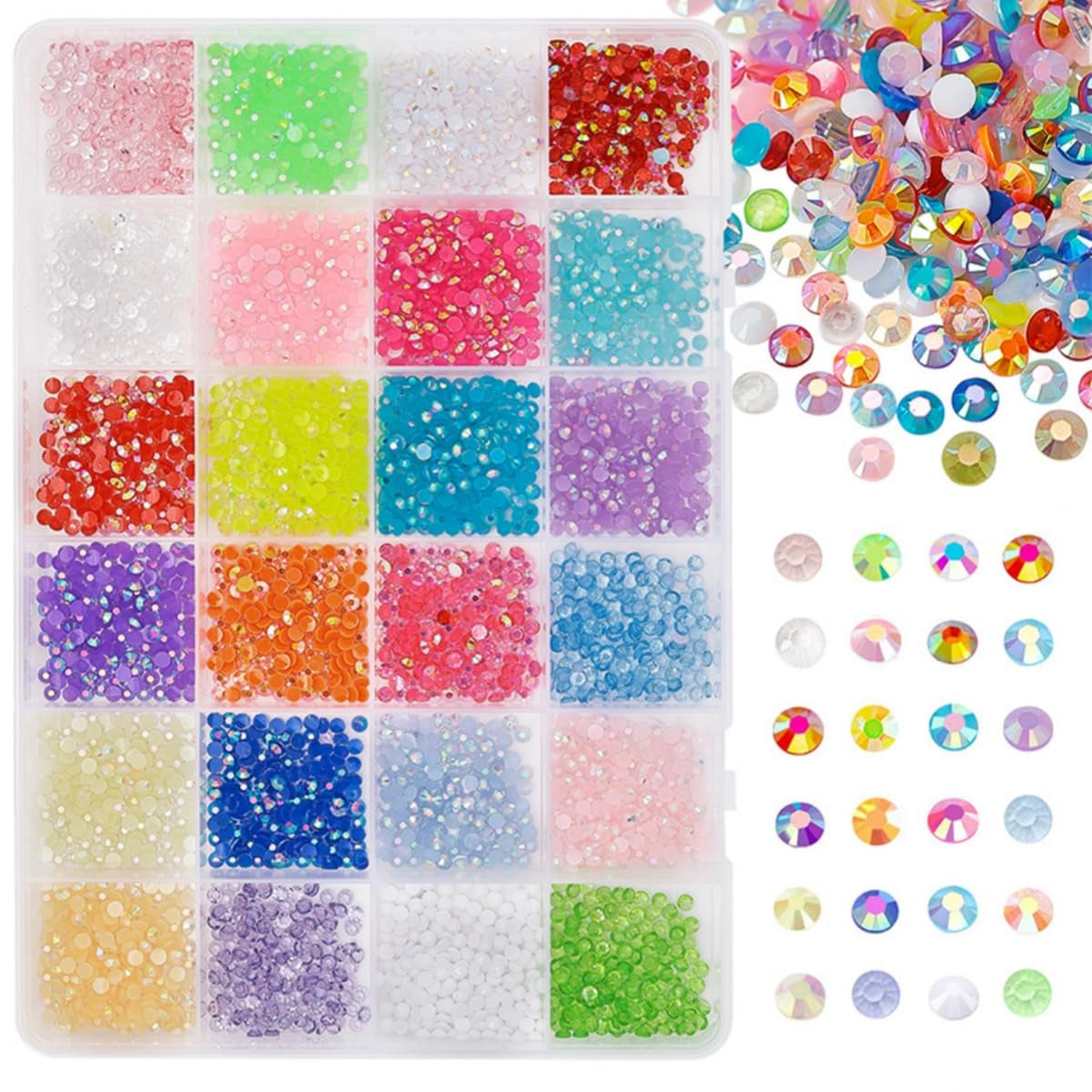 GZMAYUEN 920 pièces perles à dos plat or argent pour ongles, perles à ongles demi-brun blanc beige, petites perles à dos plat demi-brun pour décoration d'art d'ongle bricolage