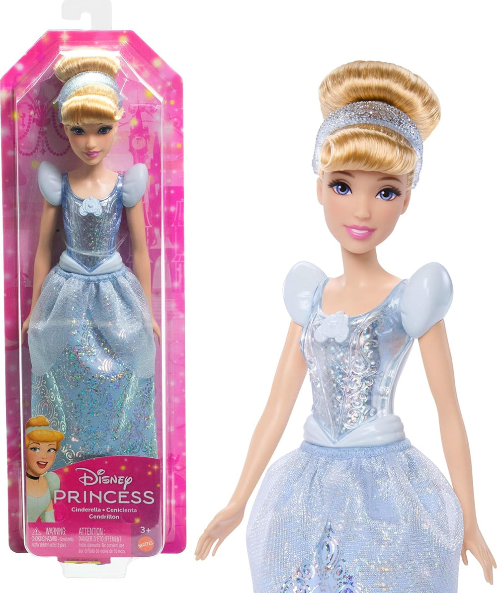 Mattel DISNEY Princesse Cendrillon - Poupée articulée avec tenue scintillante, chaussures et diadème amovibles, cheveux peignés pour un coiffage amusant, pour enfants à partir de 3 ans, HLW06