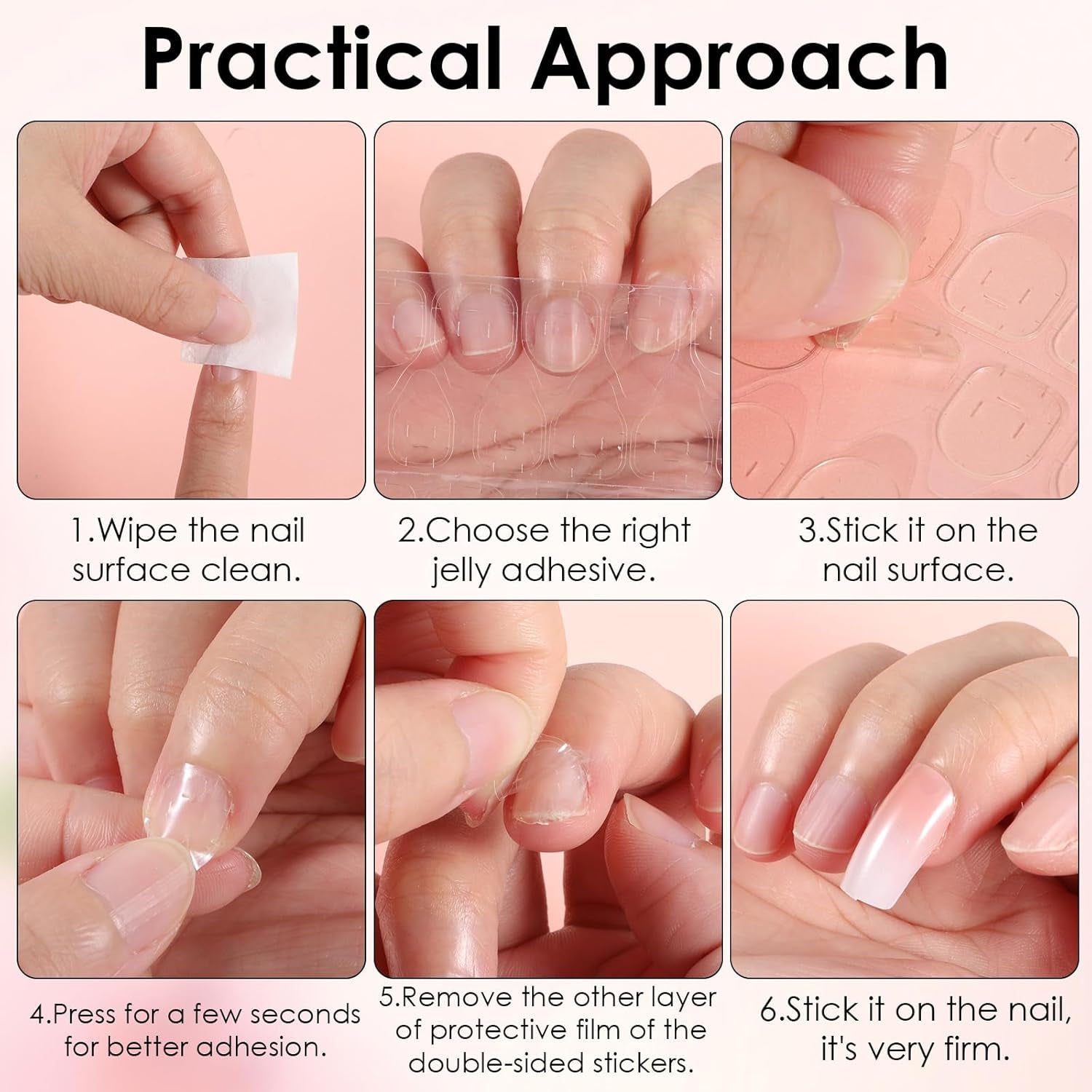 48 pièces colle courte sur les ongles 2 Styles ongles français courts carrés avec colle à ongles et lime à ongles rose blanc Ombre faux ongles pour les femmes