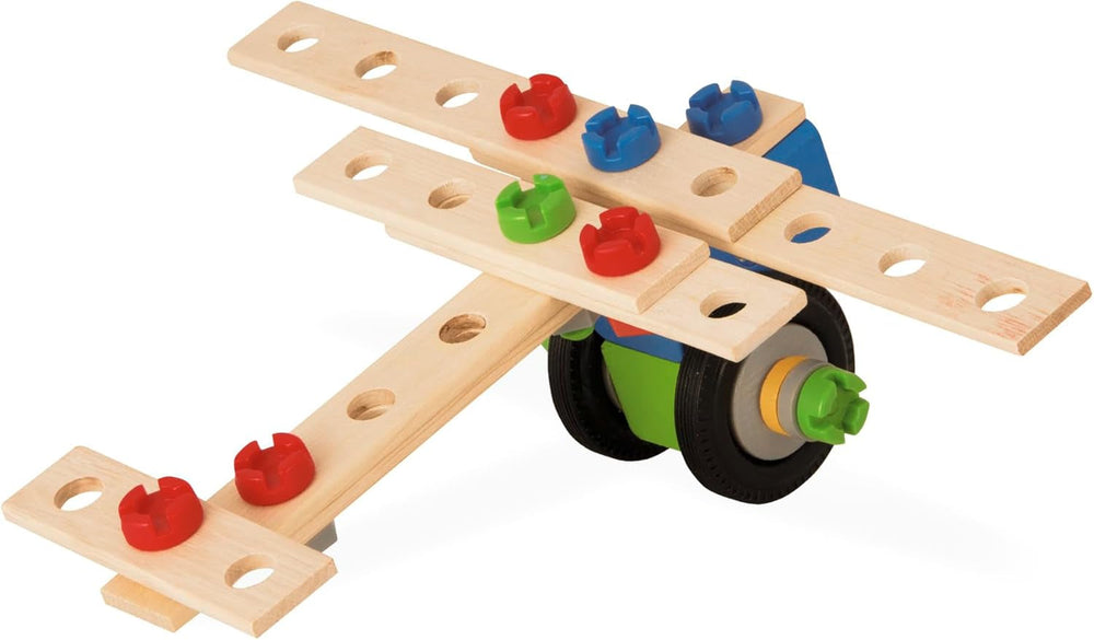 Eichhorn - Constructor Lokomotive, 8 Verschiedene Modelvarianten baubar, Konstruktionsspielzeug mit 90 Teilen, vielseitiges Holzspielzeug, 100% FSC zertifiziertes Buchenholz, ab 3 Jahren