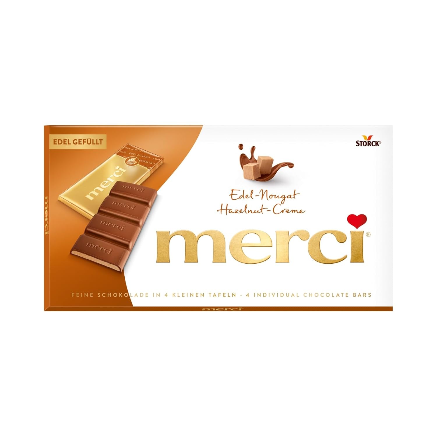 Tablette de chocolat crème fine Merci, 100 grammes Naty Shop Bonbons chocolatés 112 grammes Nougat fin