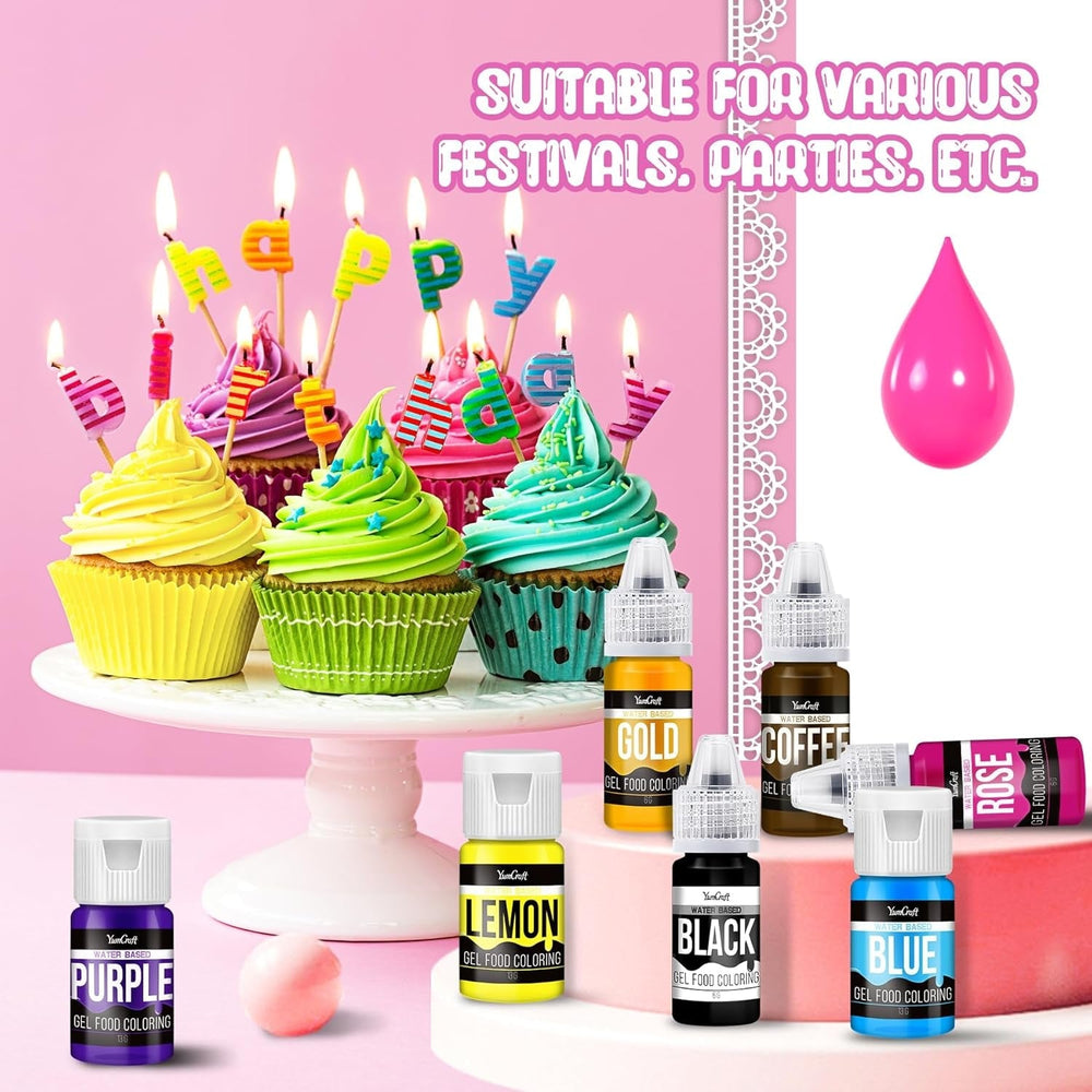 Colorant alimentaire en gel - 22 couleurs x 6G Colorant alimentaire en gel hautement concentré pour gâteaux, pâtisserie, œufs de Pâques, boissons - Colorant alimentaire sans sucre pour fondant, glaçage, slime, décoration de gâteaux