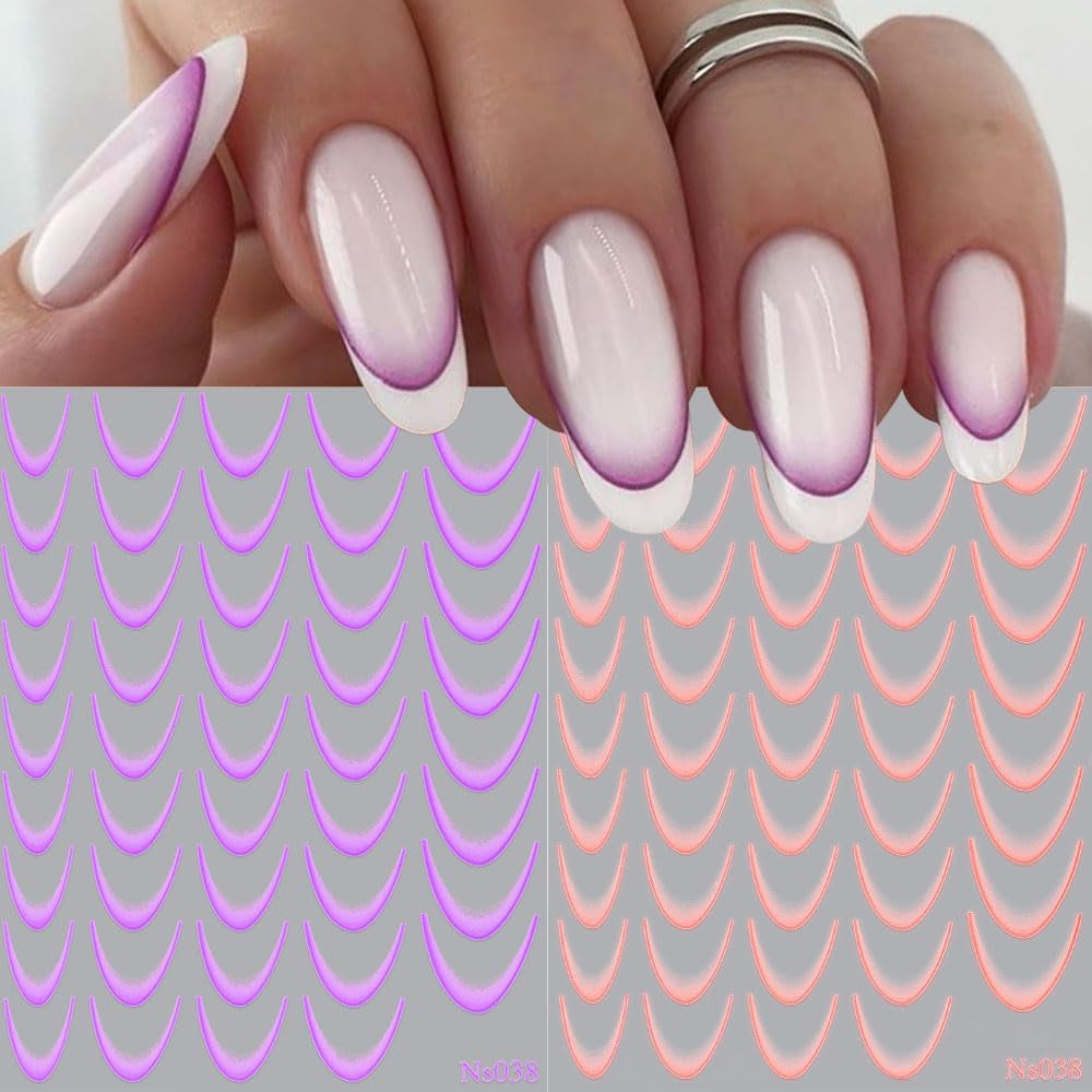 9 couleurs autocollants pour ongles français autocollants pour ongles français auto-adhésif feuille d'ongle ongles français autocollants dégradés pointe française autocollants pour ongles nail art autocollants de conception d'ongle accessoires pour ongles