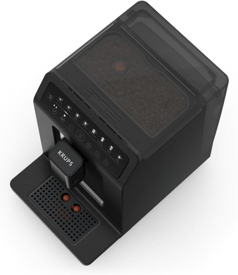 Machine à expresso automatique Krups EA897B Evidence ECOdesign, fonction expresso et cappuccino automatique, technologie Quattro Force, tasses à lait à une touche, 8 préréglages, système de lait, 1450 W