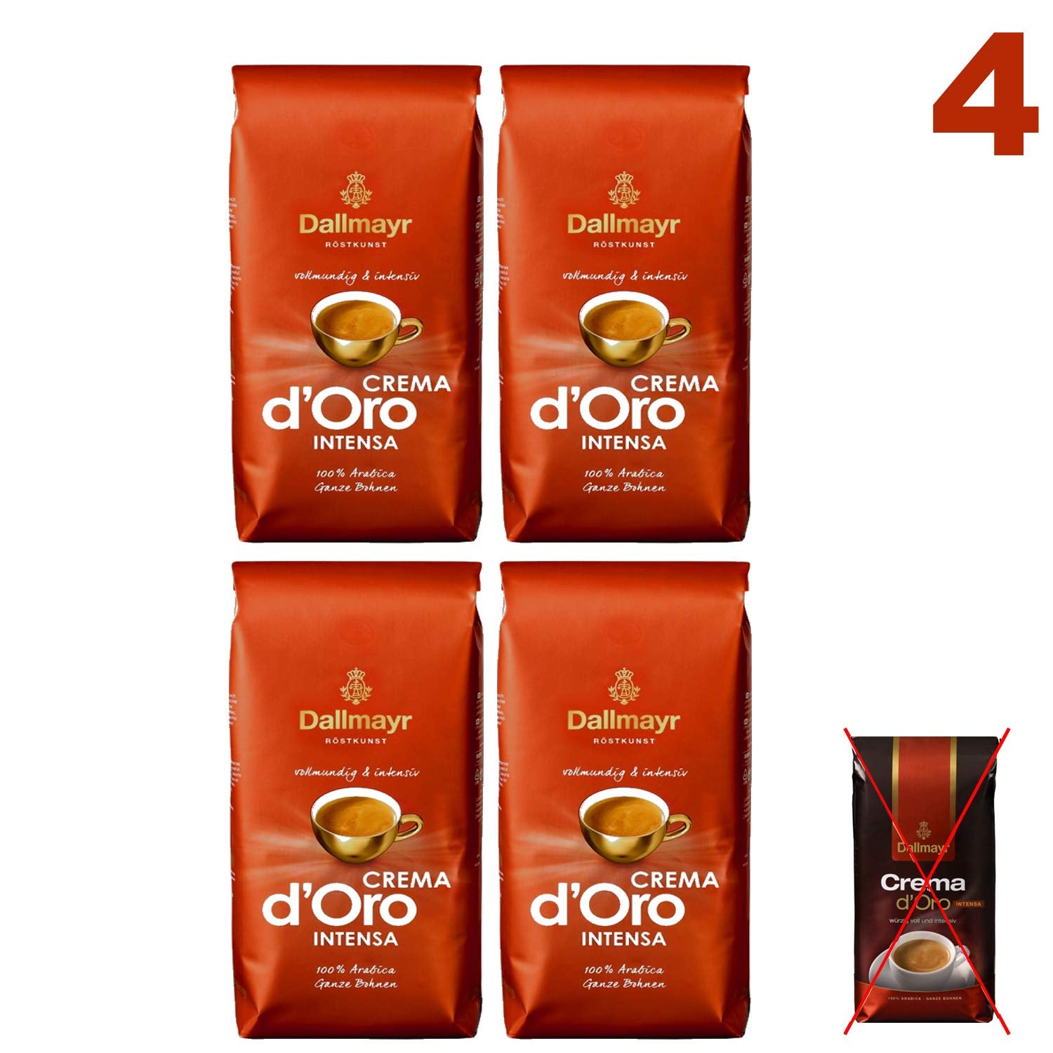 Crema d'Oro INTENSA Ganze Bohnen, 4x 1000g (4000g) - Café de