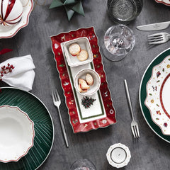 Villeroy & Boch - Service à sauce Toy's Delight, 4 pièces, plateau de service avec bols, ensemble de bols à sauce de Noël, décoration de table jouet, plateau de service, bols, vaisselle de Noël, porcelaine premium