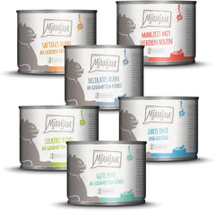 MjAMjAM - Nourriture humide de qualité supérieure pour chat - Delicious Mix Pack III Repas pour votre chat Pack de 6 (6 x 200 g) sans céréales avec de la viande supplémentaire