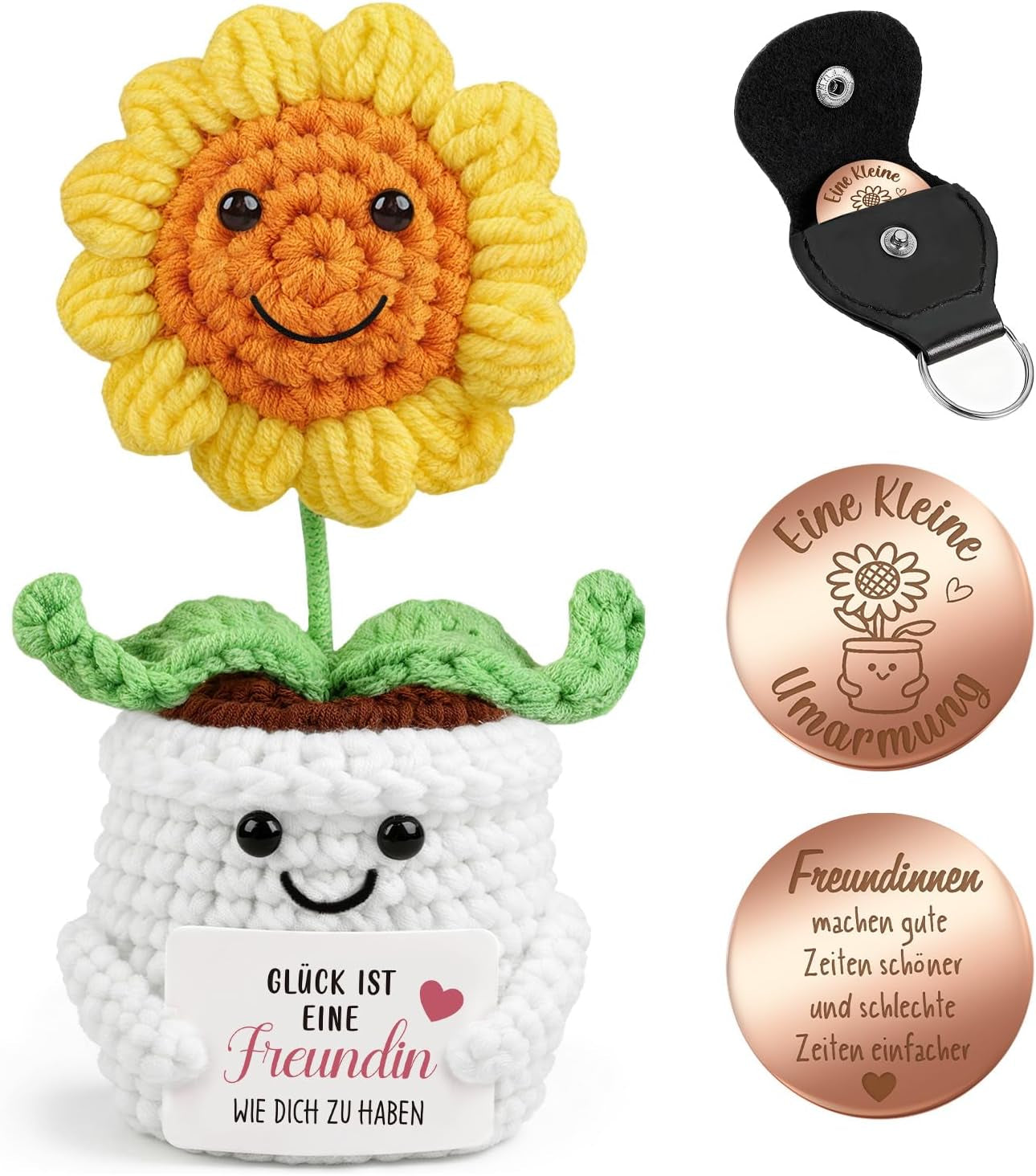 Abschiedsgeschenk Kollegin & Lehrerin Erzieherin - Pocket Hug Tulpen Blumen - Dankeschön Geschenk Für Rente, Jobwechsel & Abschied - Gehäkelte Blumen & Glücksbringer - Schlüsselanhänger