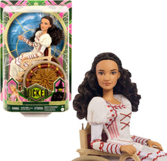 Mattel Wicked Nessarose-Modepuppe und Zubehör, einschließlich Rollstuhl, mit braunem, lockigem Haar, verschiedene Posen möglich und ausziehbarer Ballkleid-Look, HXY36