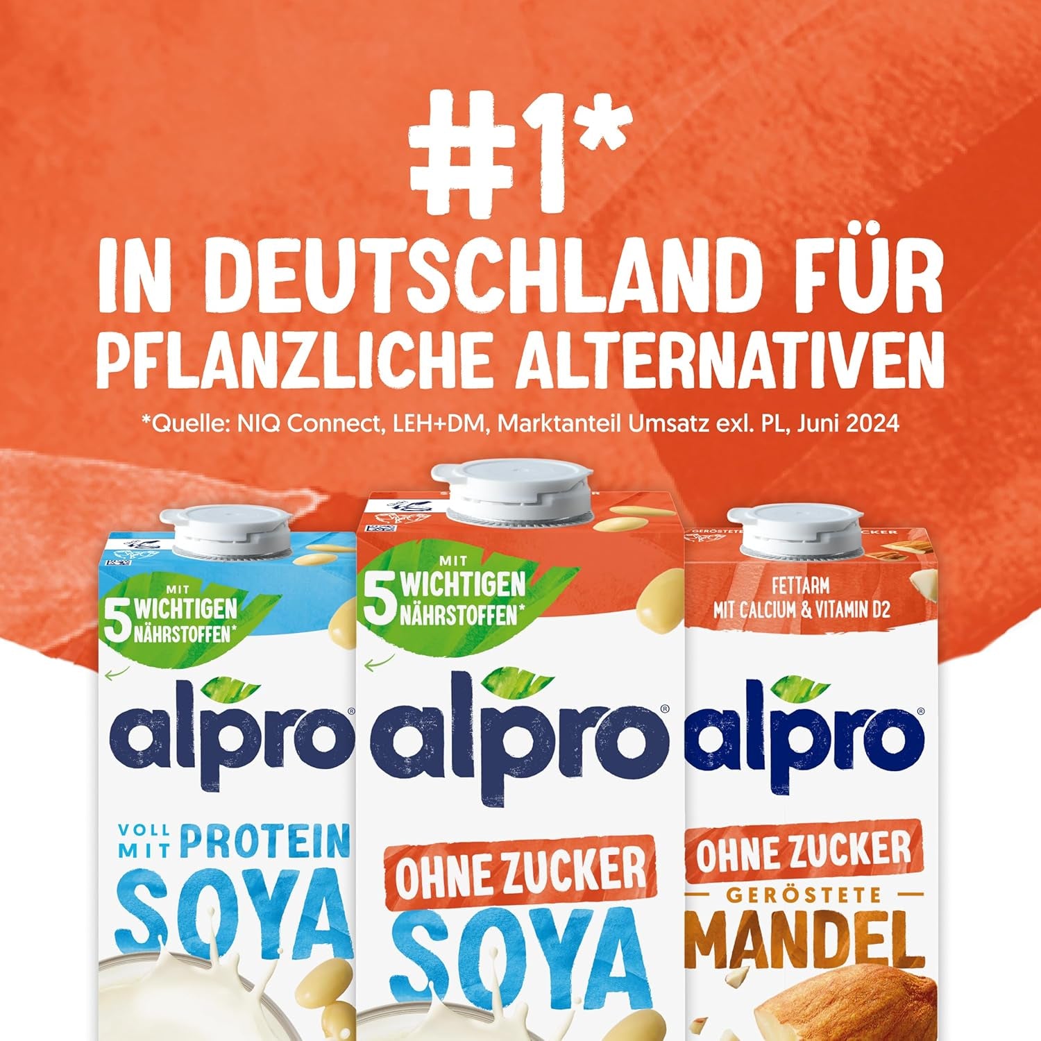 Alpro Sojadrink – Vegan et sans lait – Sans lait et sans lait – Riche en protéines riches en protéines, en calcium et en vitamines – 8 x 1 L – Haltbar