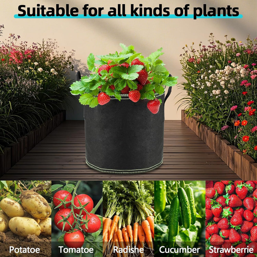 Pots de tomates de 12 L, sacs de plantation non tissés avec poignées, pots de jardin épais et ventilés, sacs de plantation réutilisables pour pommes de terre, tomates, légumes, fleurs et fraises