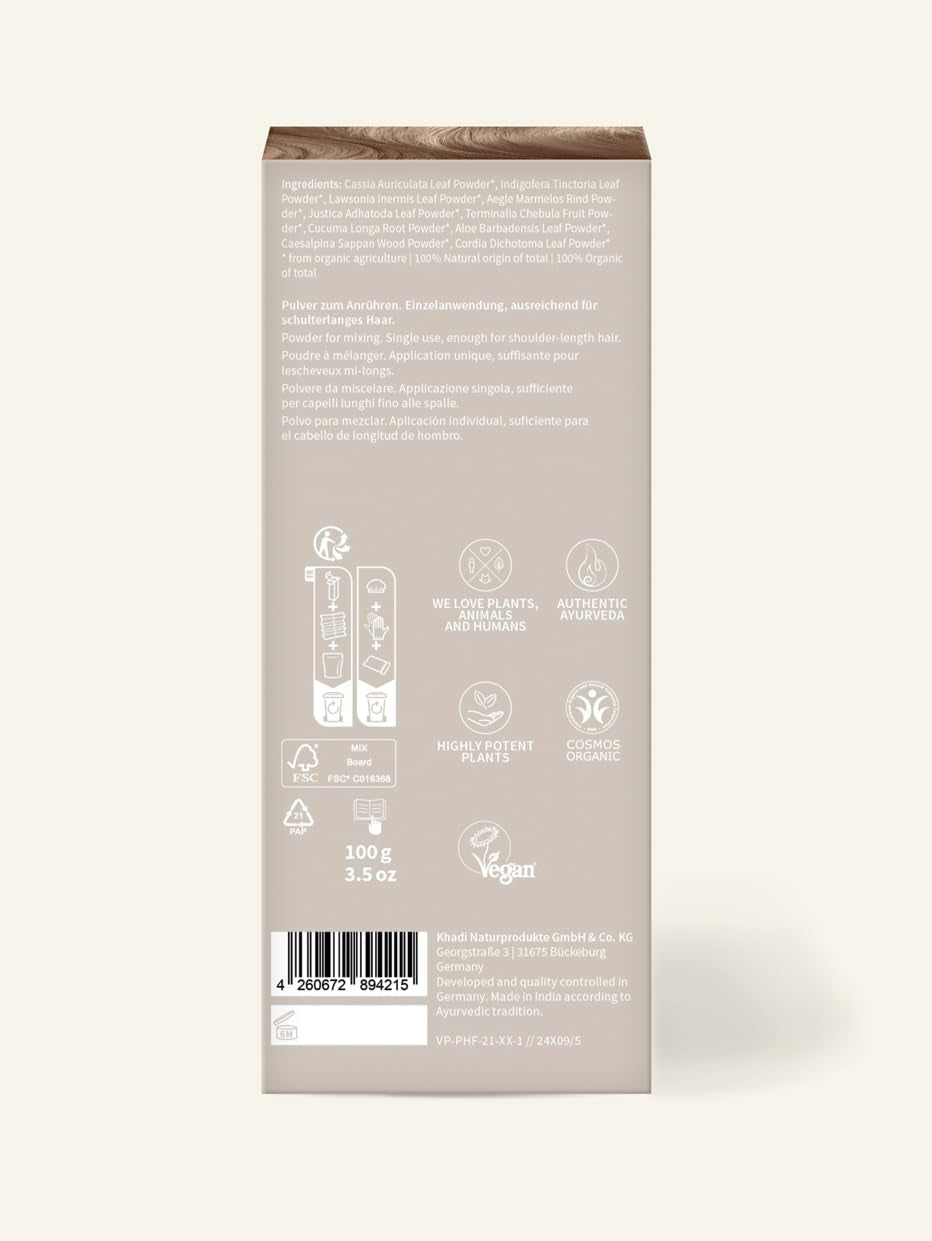 khadi BERLIN BLOND teinture capillaire végétale - teint les cheveux dans une teinte gris-blond cool - teinture capillaire naturelle 100% végétale, naturelle et végétalienne - 100g Teinture capillaire Naty Shop