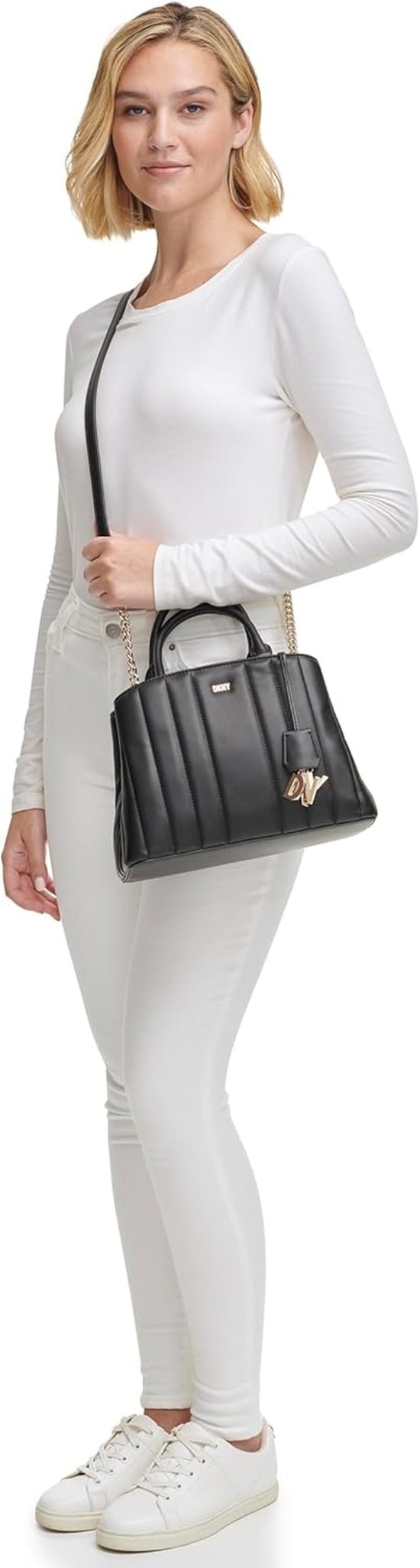 DKNY Chain Lexington Park Medium Logo Chain Satchel, Noir / Or, Taille Unique Sacs Femme Naty Shop