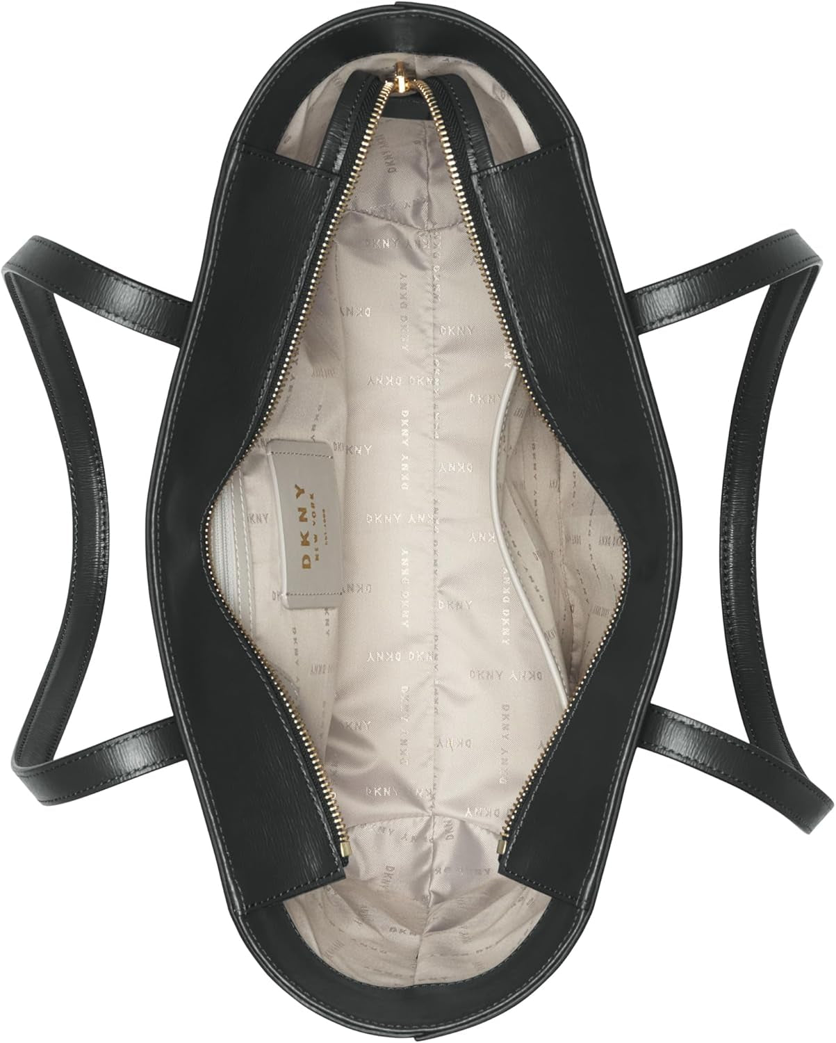 DKNY Bryant Medium Sac fourre-tout en cuir pour femme, Noir/Or Sacs pour femme Naty Shop