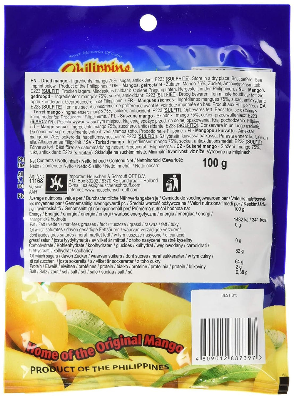 Bonbons à la mangue séchée, 1 paquet (1 x 100 g) de produits déshydratés Naty Shop