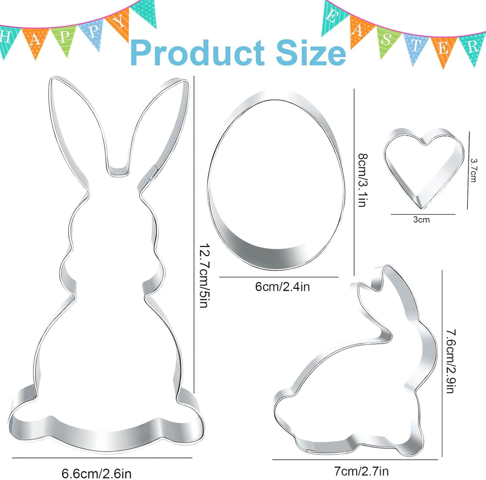 Grand emporte-pièce de Pâques 12,7/8 cm, emporte-pièce lapin de Pâques, cœur d'œuf de Pâques lapin, emporte-pièce de Pâques en acier inoxydable, emporte-pièce en acier inoxydable pour enfants