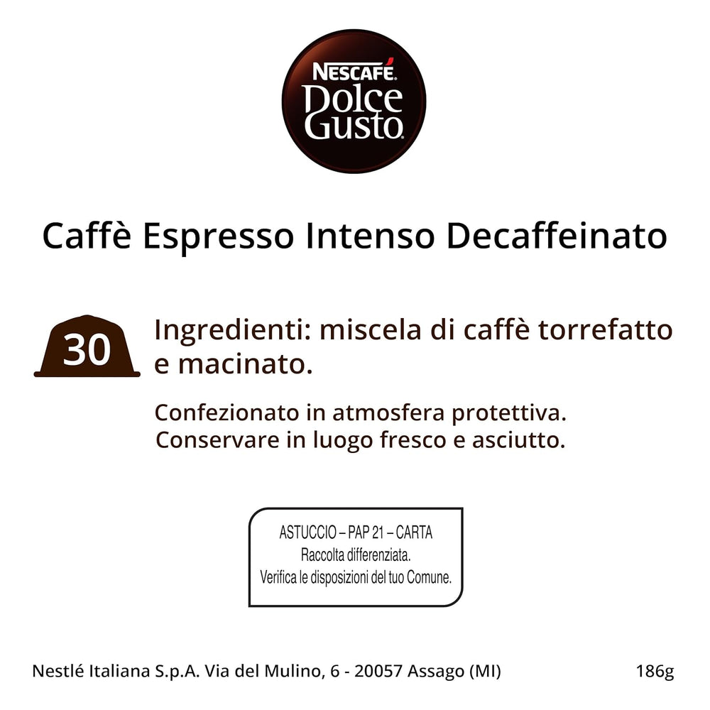 Nescafé Dolce Gusto Café Dolce Gusto Espresso Intenso Desc. | Nestlé Pack 3 Kisten Mit 18 Kapseln,Die Jewelils 16 Einheit(3er Pack)