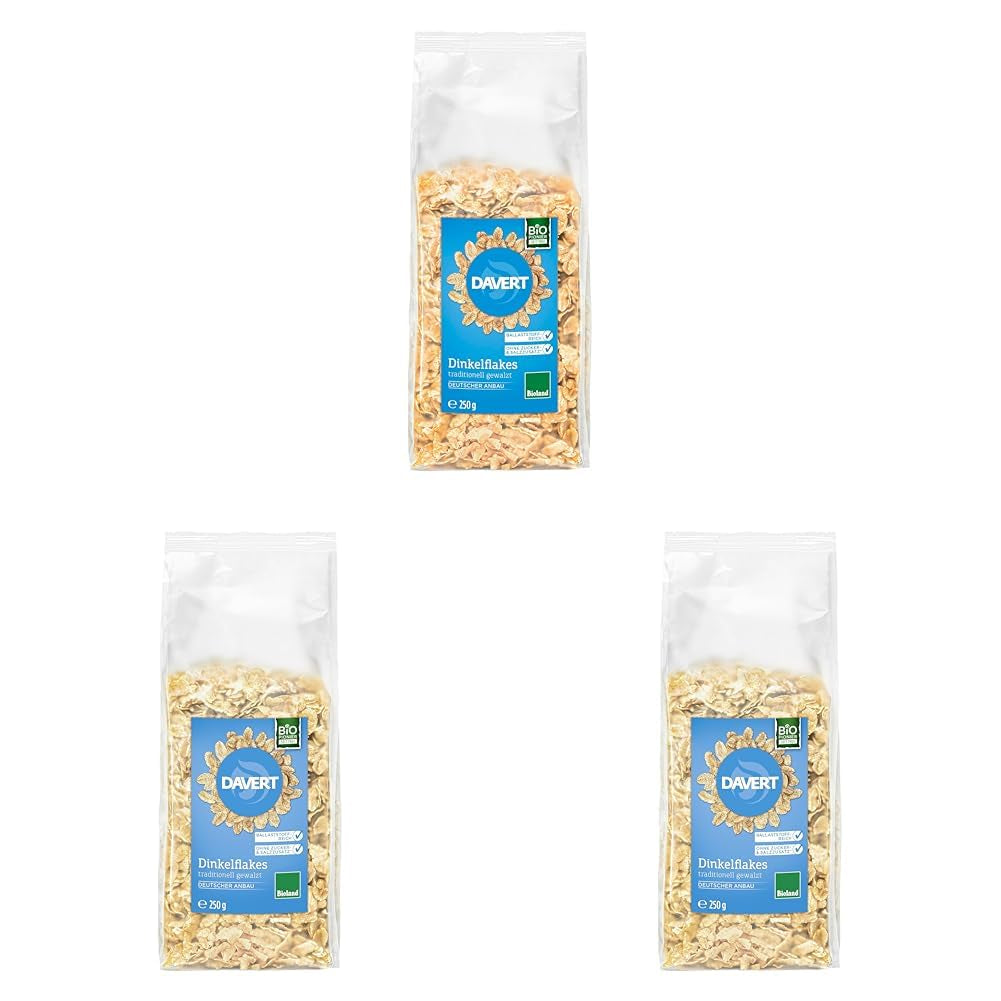 Flocons d'épeautre Bio Davert 250g - Sans sucre ni sel ajoutés, légèrement parfumés et merveilleusement croquants - Qualité 100% Bio Davert (1 x 250g)