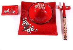 Service de Table Japonais Complet 2381, Porcelaine, Rouge