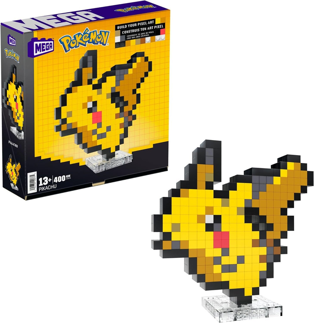 Figurine rétro à construire MEGA Pokémon Glumanda Pixel Art avec base de montage mural pour constructeurs et collectionneurs adultes HTH76 Figurines d'action Naty Shop Pikachu