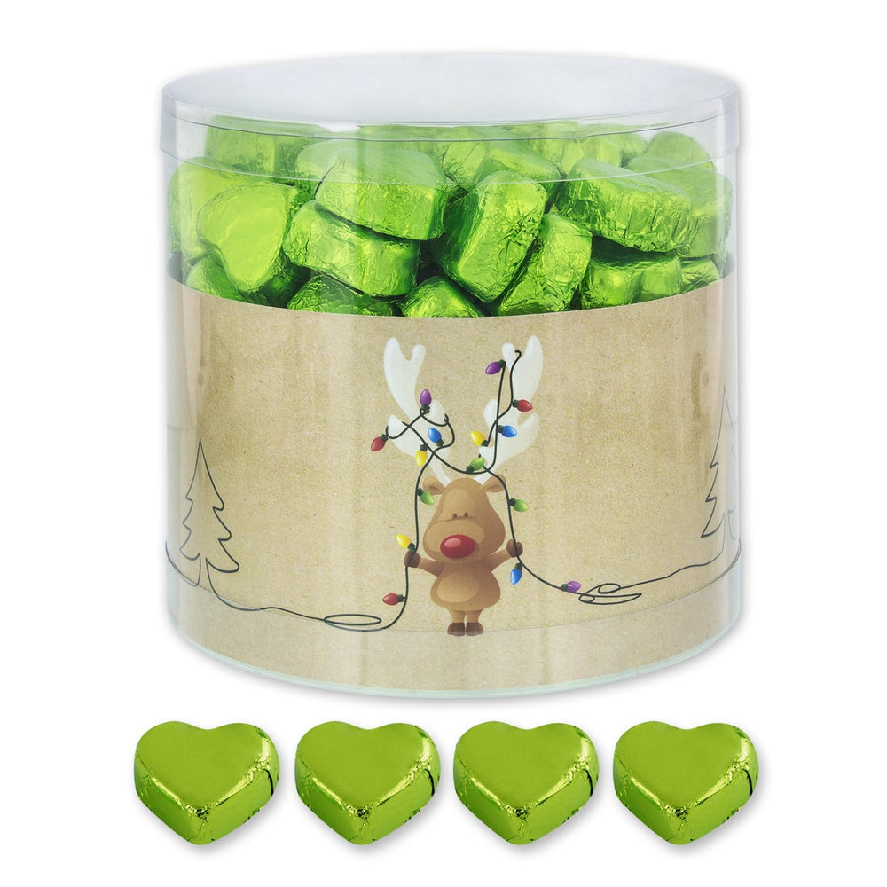 Günthart 150 pièces cœurs en chocolat doré fourrés au nougat, renne | Rudolph le Rouge - Crème de Nougat | Coeurs en chocolat doré | Concours | Coeurs en chocolat doré | Noël (1,2 kg)