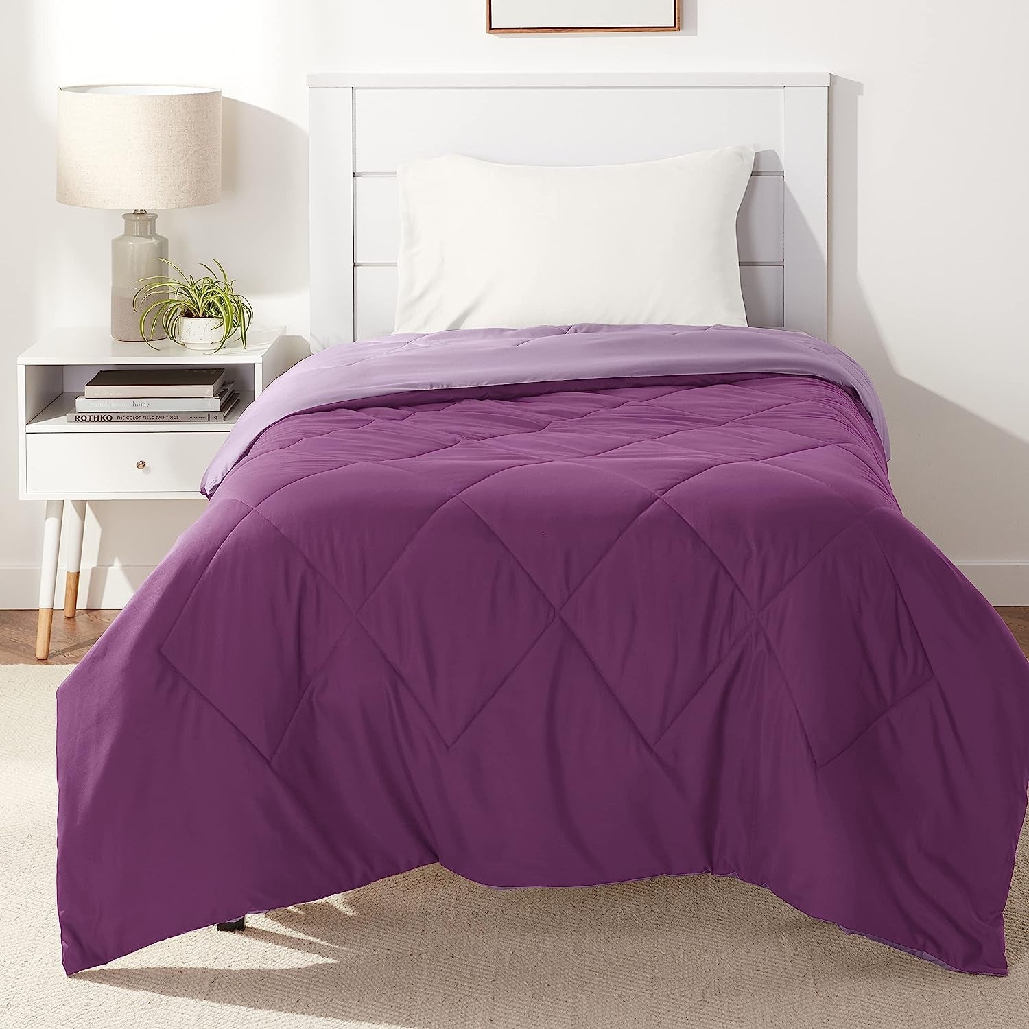 Amazon Basics housse de couette en microfibre, utilisable des deux côtés, 220 X 240 Cm, gris/noir Couettes et couettes Naty Shop Prune/violet clair 160X229 Cm