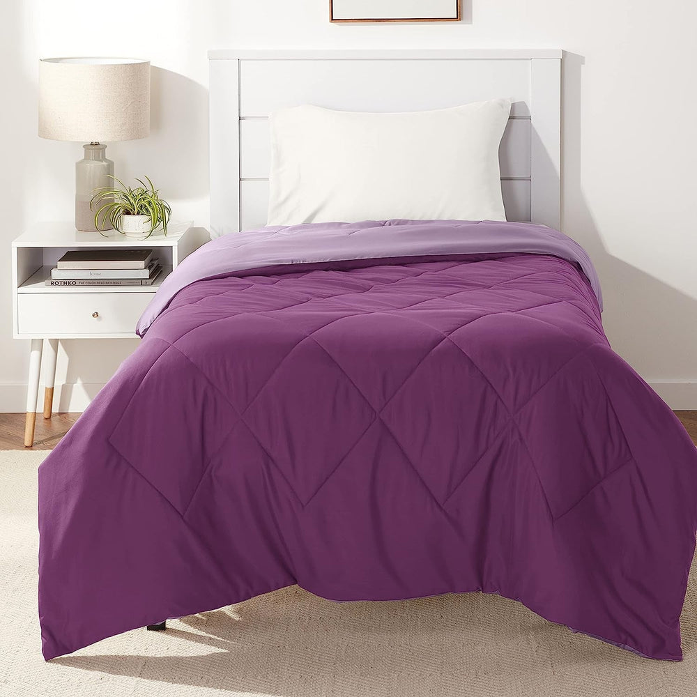 Amazon Basics housse de couette en microfibre, utilisable des deux côtés, 220 X 240 Cm, gris/noir Couettes et couettes Naty Shop Prune/violet clair 160X229 Cm