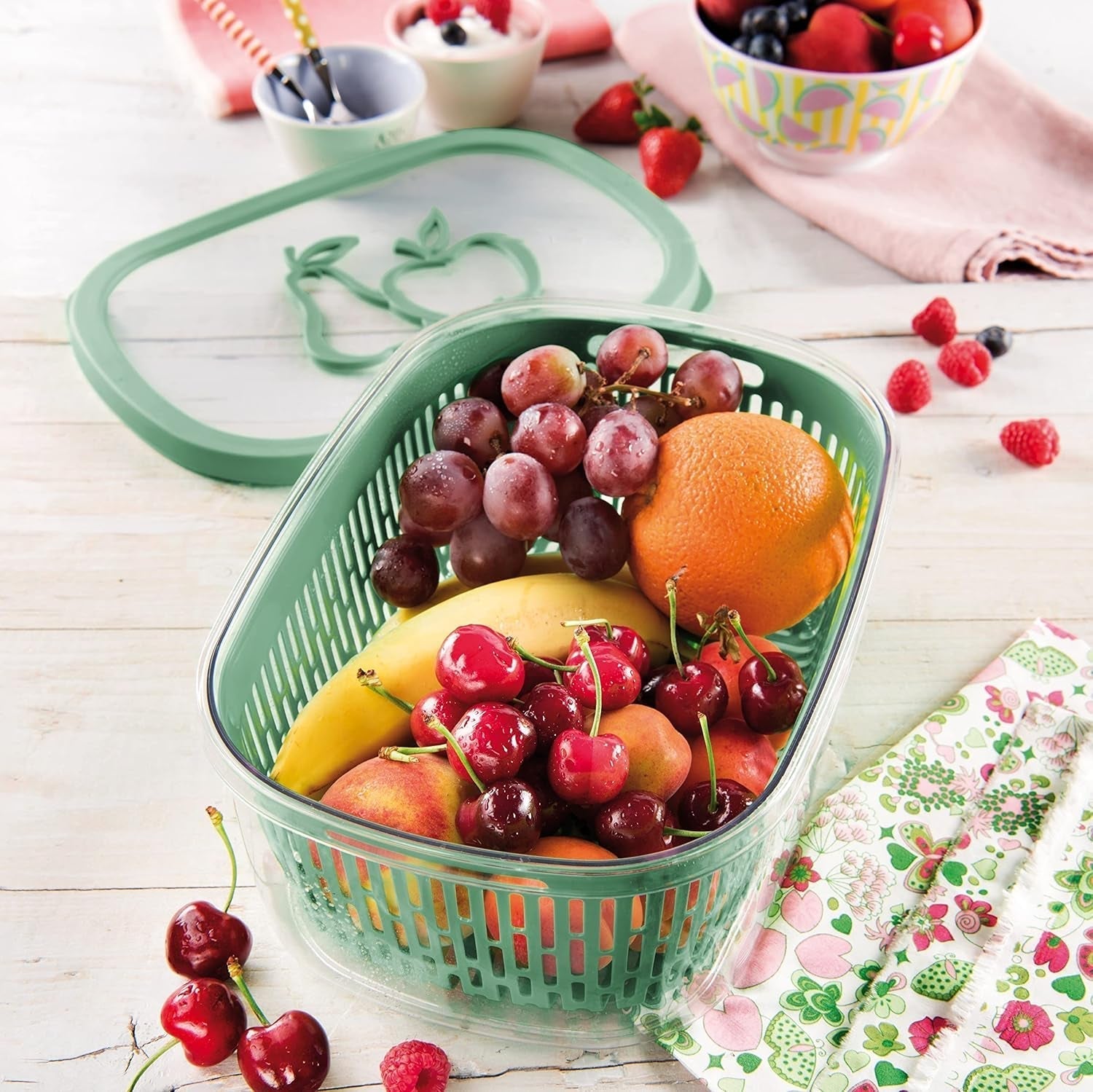 Scie pour conserver l'arôme des fruits, plastique, verte, 4 LT - rectangulaire Boîtes de conservation alimentaire Naty Shop