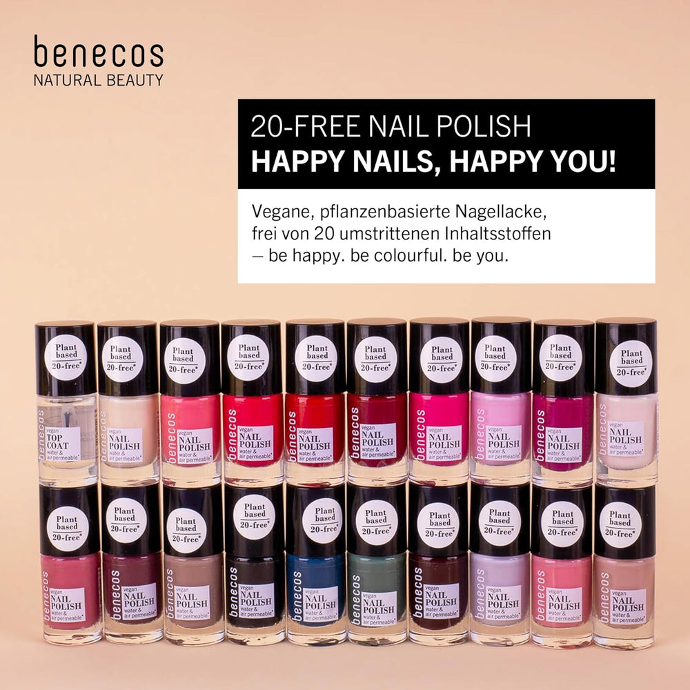 Benecos 20-Free vernis à ongles végétalien, teinte prune douce - vernis à ongles aux herbes - séchage rapide et longue durée - perméable à l'eau - enrichi en biotine - 5 ml