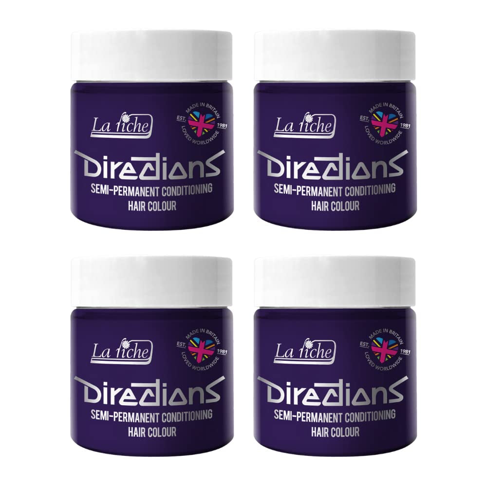 Directions coloration semi-permanente cheveux 100 ml boîte 4 pack (Pillarbox Red) Naty Shop Deep Purple teinture capillaire 100 Ml (pack de 4)