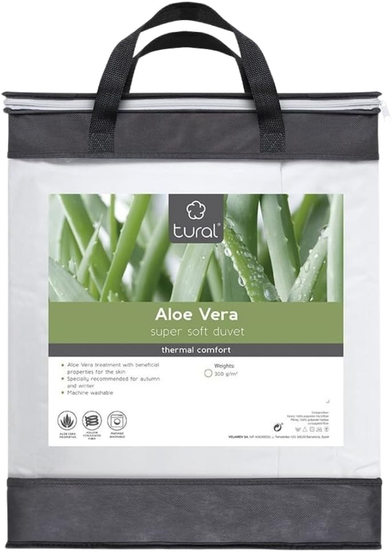 Tural - Couette 150 X 220 cm avec traitement Aloe Vera, garnissage fibres 300 G/M², douce, respirante, certifiée Oeko-Tex (blanc, lit 90 cm) Couettes et couettes Naty Shop
