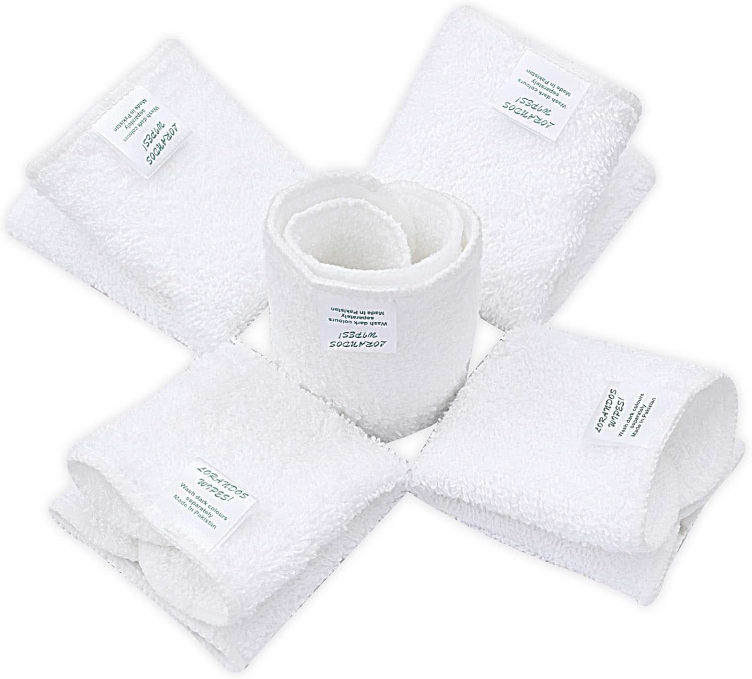 Lingettes réutilisables pour enfants 100% coton éponge (Lot de 25 - 15X15Cm - blanc) non parfumées, lavables, ultra douces et super absorbantes Mère et Enfant Naty Shop