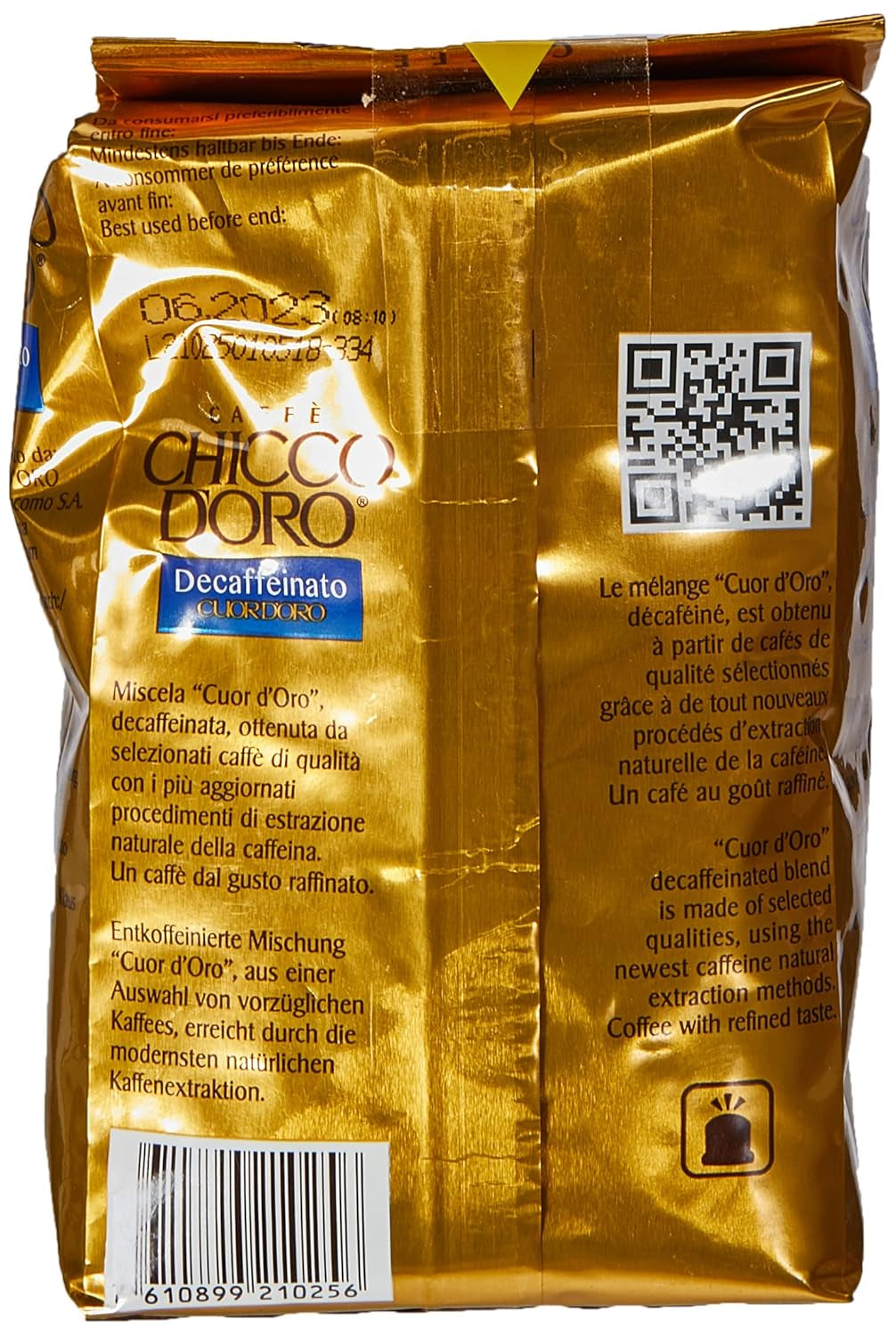 Chiccodoro Cuor D'Oro, grains décaféinés, 250 G Naty Shop Coffee