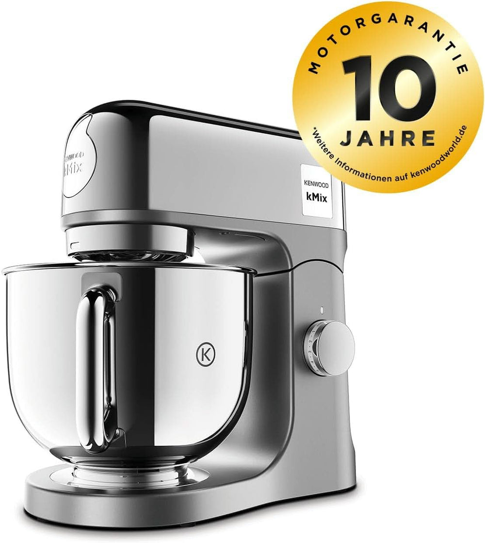 Kenwood Kmix Editions KMX760CH Machine de cuisine, 5 L Edelstahl Schüssel, Safe-Use-Sicherheitssystem, Metallgehäuse, 1000 Watt, Inkl. 3-Teiligem Patisserie-Set Und Spritzschutz, Chrom Mère et Enfant Naty Shop