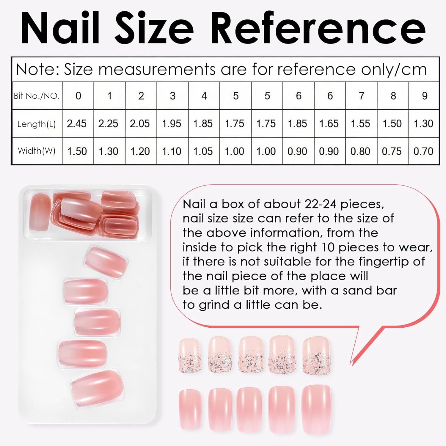 48 pièces colle courte sur les ongles 2 Styles ongles français courts carrés avec colle à ongles et lime à ongles rose blanc Ombre faux ongles pour les femmes