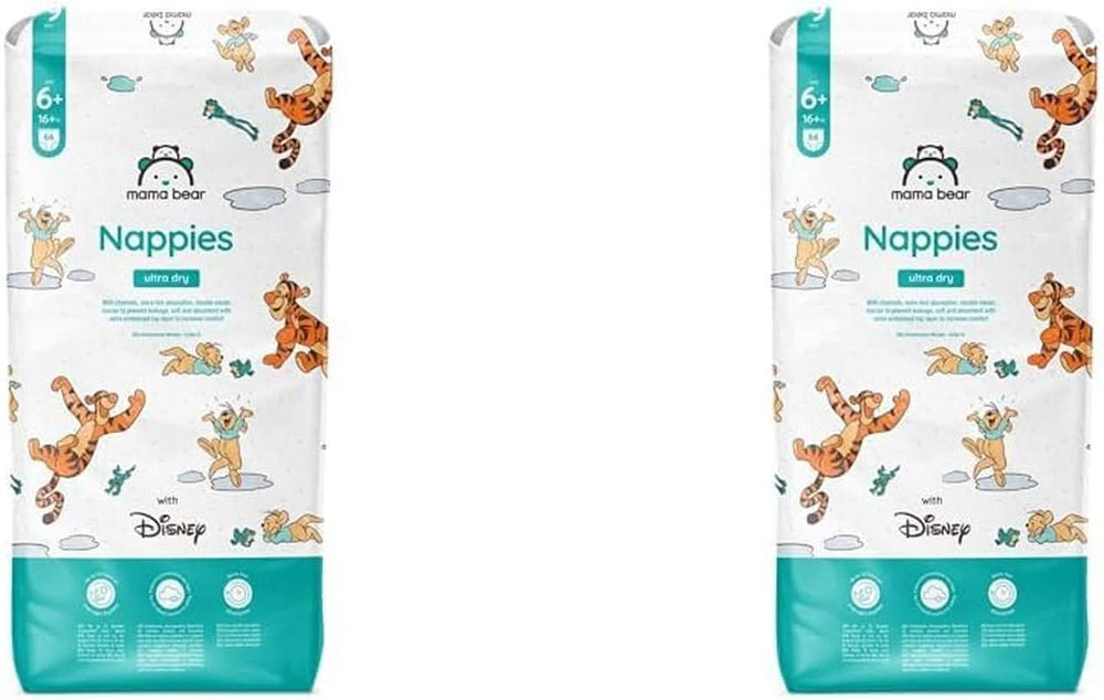 Couches Mama Bear Disney Ultra Dry taille 4 (8-14 kg), blanches, 84 pièces (1 paquet) Naty Shop taille 6+ (16+ kg) (2 paquets) paquet individuel