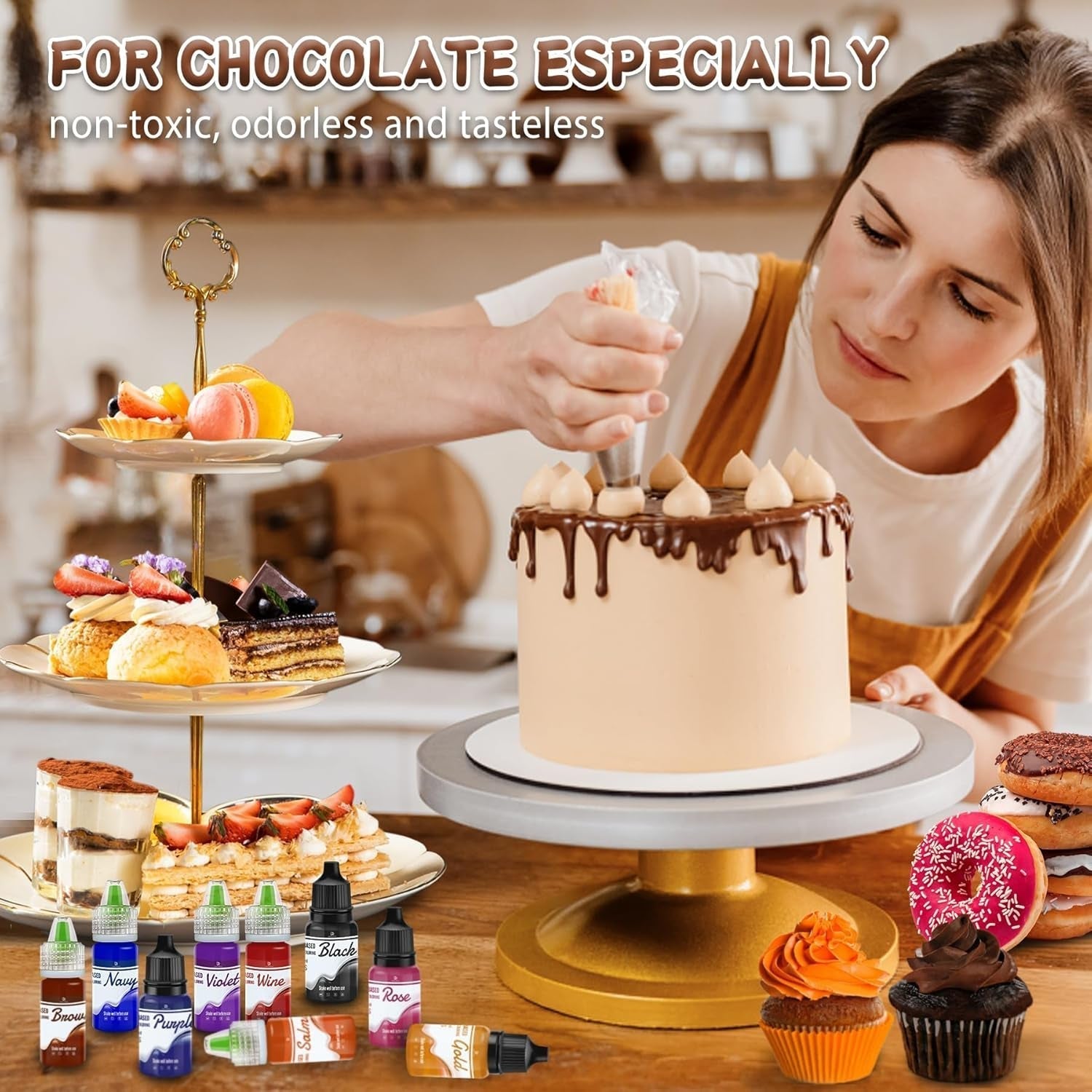 Farces à mélanger pour chocolat - 26 couleurs de colorants à base d'huile pour fondant, décoration de gâteaux, dos - Colorant alimentaire fluide pour beurre de cacao, crème au beurre, cuisine - 6Ml Je Naty Shop