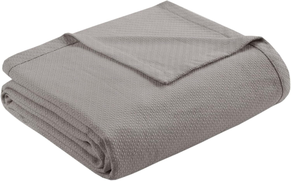 Madison Park Couverture de luxe en coton liquide de haute qualité, douce et confortable 100 % coton filé à l'anneau pour lit, canapé ou canapé Blush Full/Queen Naty Shop Couettes et couettes King Gris Gris