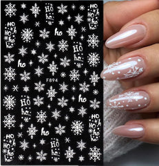 JMEOWIO Nagelsticker Weihnachten 8 Blatt Nagelaufkleber Selbstklebend Weiße Schneeflocken Winter Nail Art Sticker Dekoration Nageldesign Zubehör