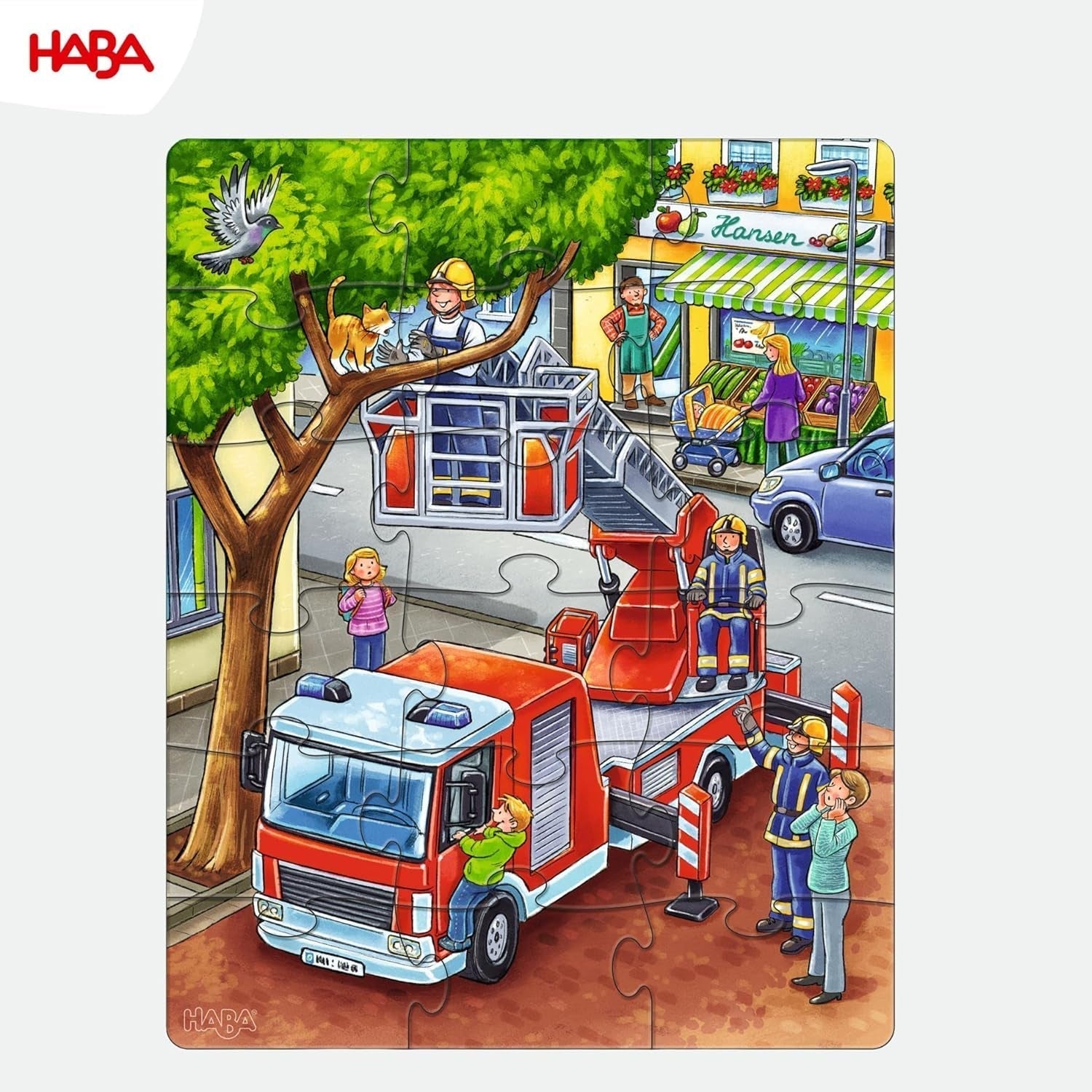 HABA Puzzle Pompiers - Ensemble de 3 pièces pour enfants à partir de 3 ans Puzzle en carton Police et Ambulance - Favorise la motricité fine et la concentration - 1302759001 Puzzle Naty Shop