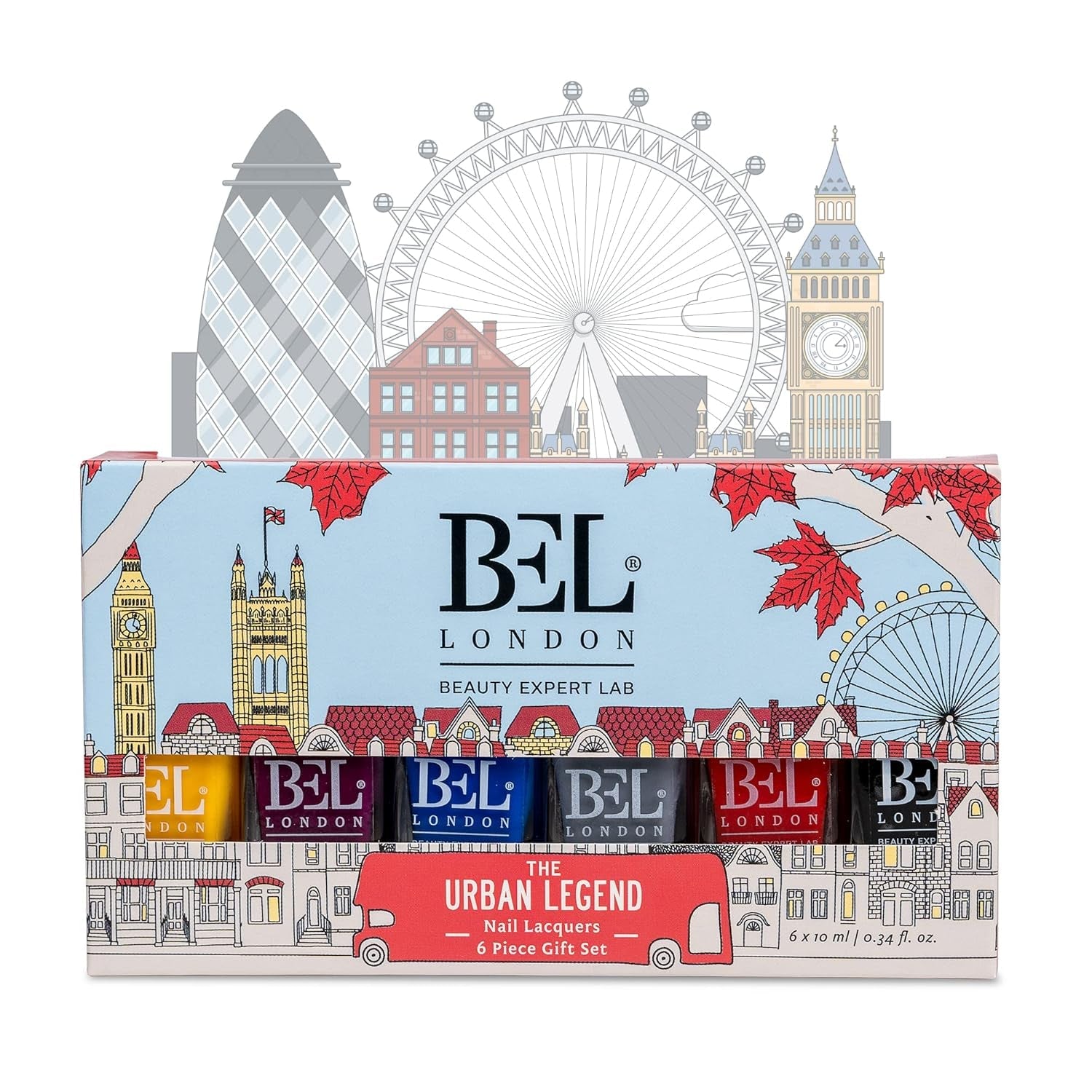 Bel London Urban Legend - Set de ojă cu uscare rapidă - Set de ojă non-toxice, ecologice și normale, fără lumină UV, pentru o manichiură perfectă acasă, 6 culori