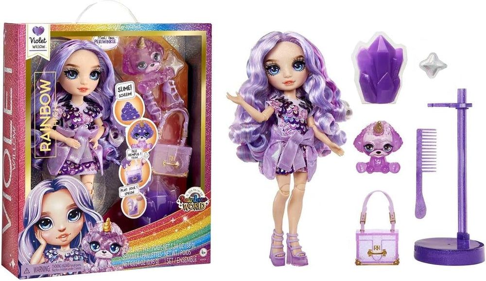 Rainbow High Fashion Doll avec Slime et Pet - Violet - Poupée Pailletée 28 cm avec Glitter Slime, Magic Pet et Accessoires de Mode - Jouet pour Enfants - Idéal pour 4-12 Ans
