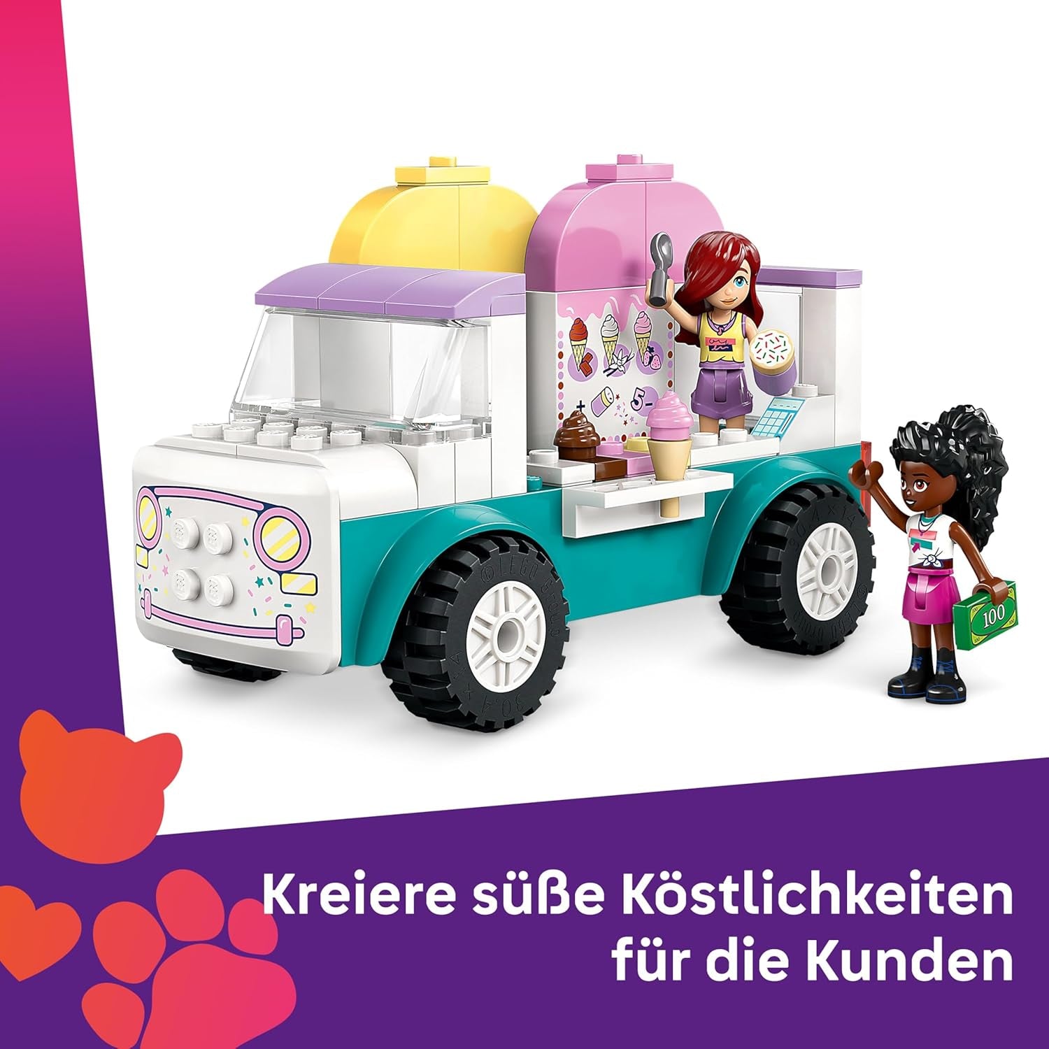 LEGO Friends Heartlake City Eiswagen, Spielset für Rollenspiele, Bauset mit 2 Spielzeugfiguren und einem Hasen, Spielzeug für Mädchen ab 4 Jahren, Bauspielzeug mit Minifiguren der Charaktere 42644