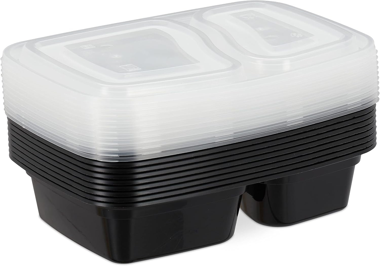 Boîtes de préparation de repas Relaxdays, lot de 10, 2 compartiments, résistantes au micro-ondes, 800 ml, boîte alimentaire en plastique avec couvercle, boîtes de conservation noires Naty Shop