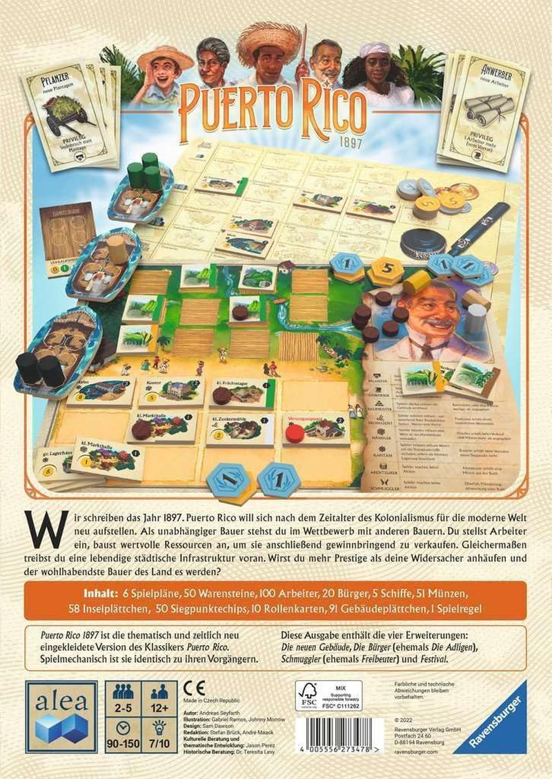 Ravensburger 27347 - Porto Rico 1897, Classique, Jeu de stratégie pour 2 à 5 joueurs à partir de 12 ans, Alea Games